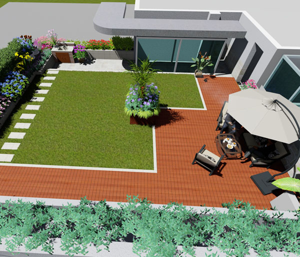 苏州园区半月湾屋顶花园设计案例效果图